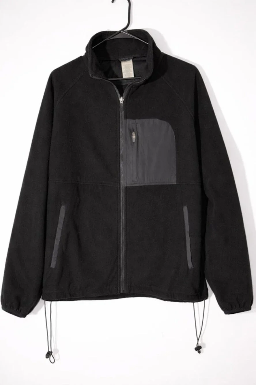 Athletic Works Men's Full-Zip Fleece Jacket with Contrast Chest Pocket, Black, X
